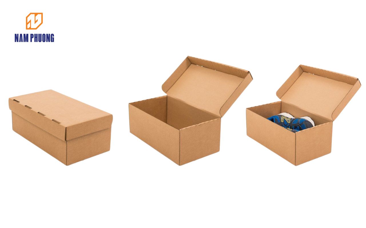 Hộp carton đựng giày dép nắp liền thân