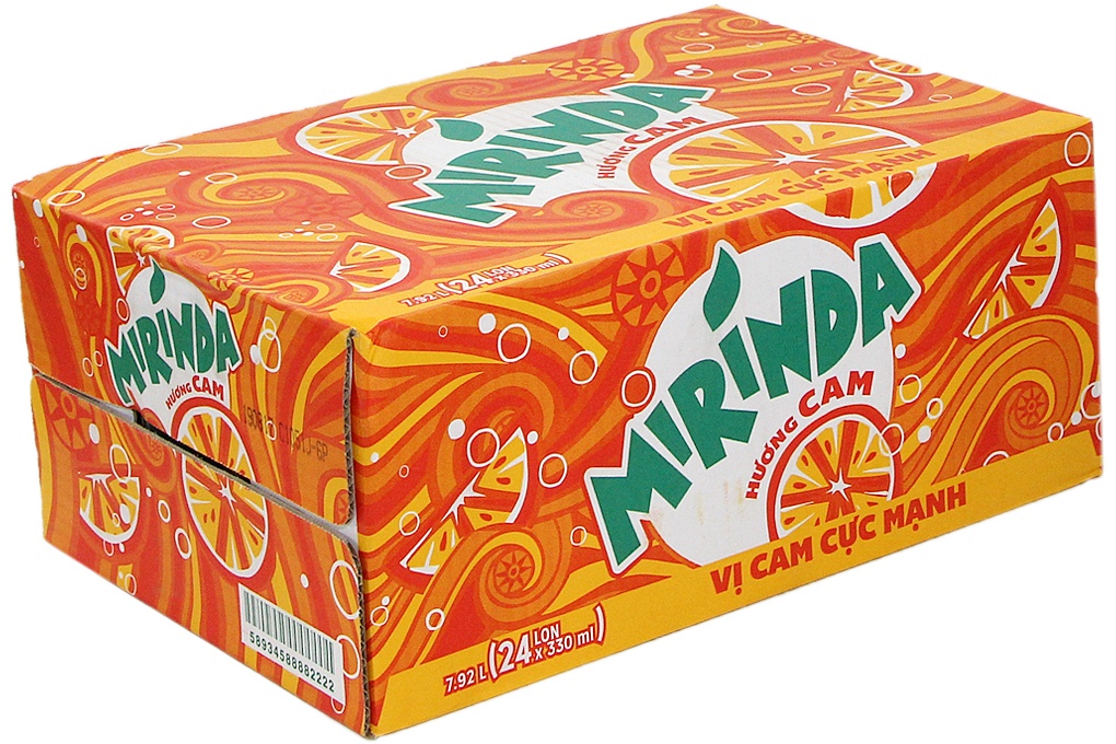 bao bì màu cam mirinda